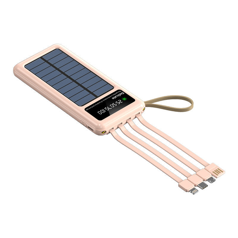 Solar power bank with integrated light and multifunctional USB charging cable Kalsten