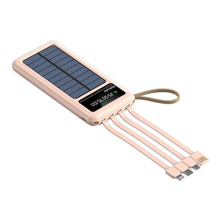 Solar power bank with integrated light and multifunctional USB charging cable Kalsten