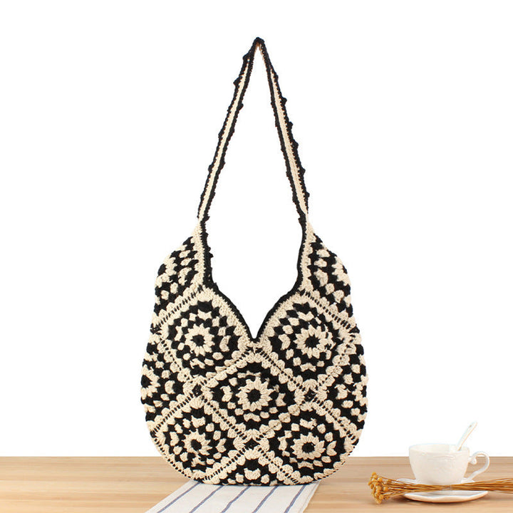 Handmade Macrame Shoulder Bag with Floral Patterns Kalsten