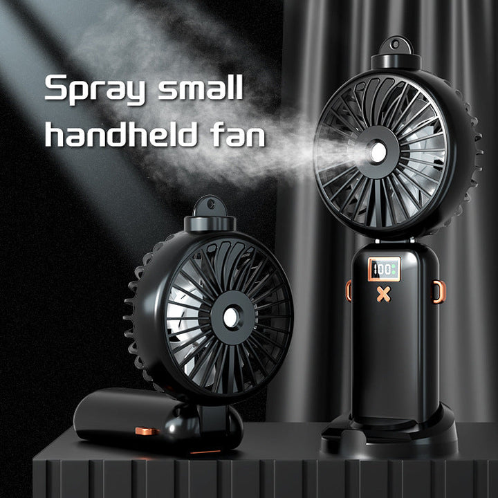 Cooling compact rechargeable adjustable-angle dual-head personal fan with digital battery display and magnetic dock Kalsten