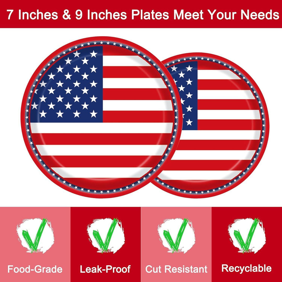Unisex nan robust disposable paper plates with USA flag design and grease-resistant coating Kalsten