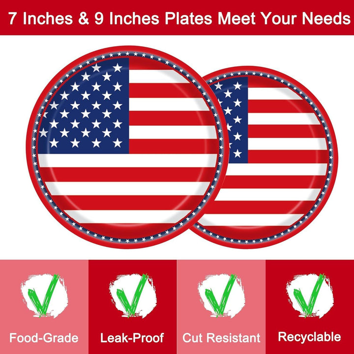 Unisex nan robust disposable paper plates with USA flag design and grease-resistant coating Kalsten