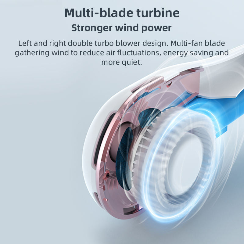 Unisex portable neck fan with LCD display and quiet brushless motor Kalsten
