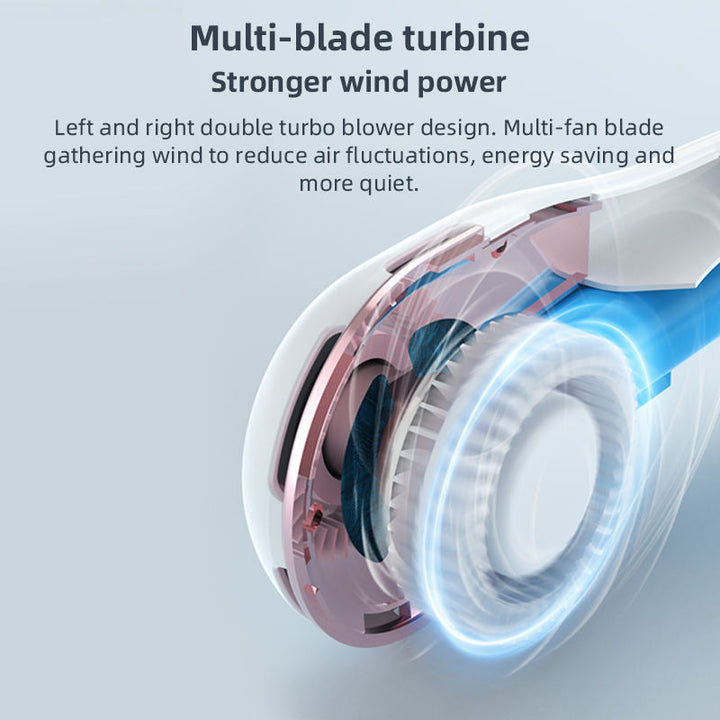 Unisex portable neck fan with LCD display and quiet brushless motor Kalsten
