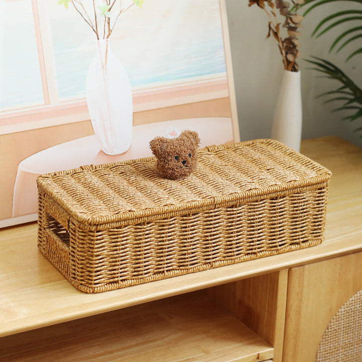 Decorative Woven Storage Box with Cute Bear Lid Kalsten