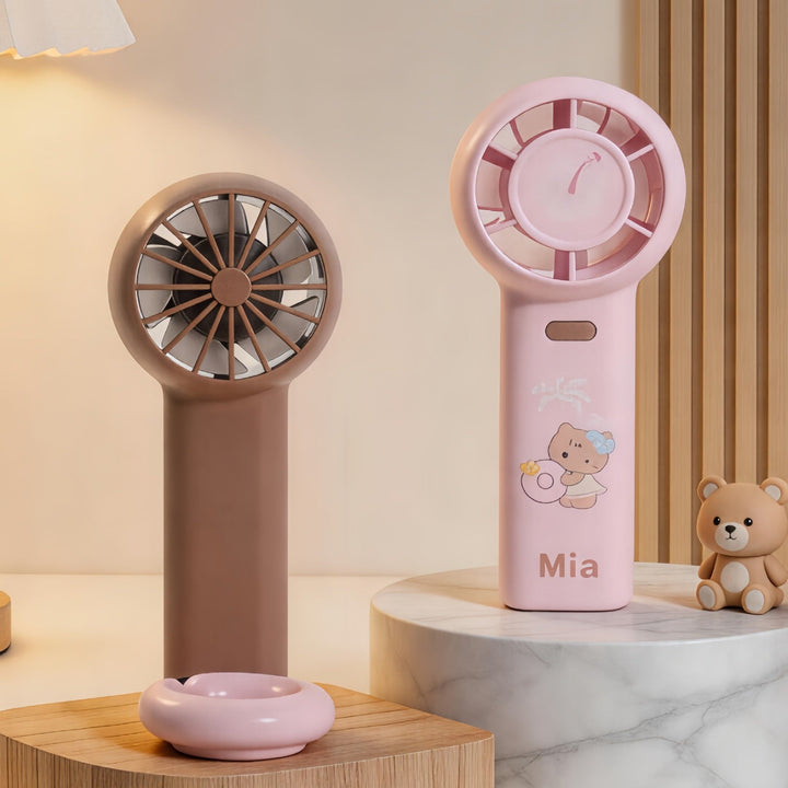 Women's Portable Handheld Fan with Ergonomic Design and Cute Kalsten  Motif
