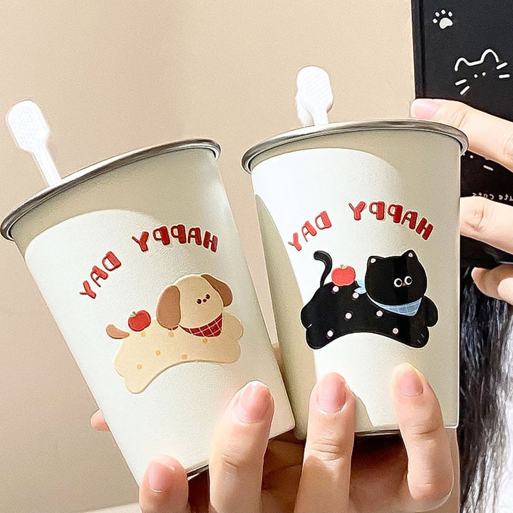 Stainless Steel Drinking Cup with Cheerful Dog Design Kalsten