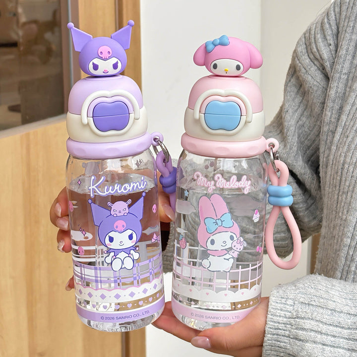 Ladies water bottle with interactive lid and cute Pochacco design Kalsten