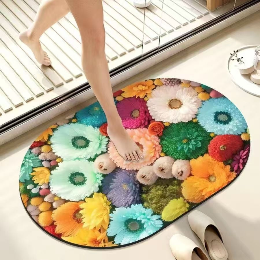 Floral Memory Foam Bath Mat Acalora