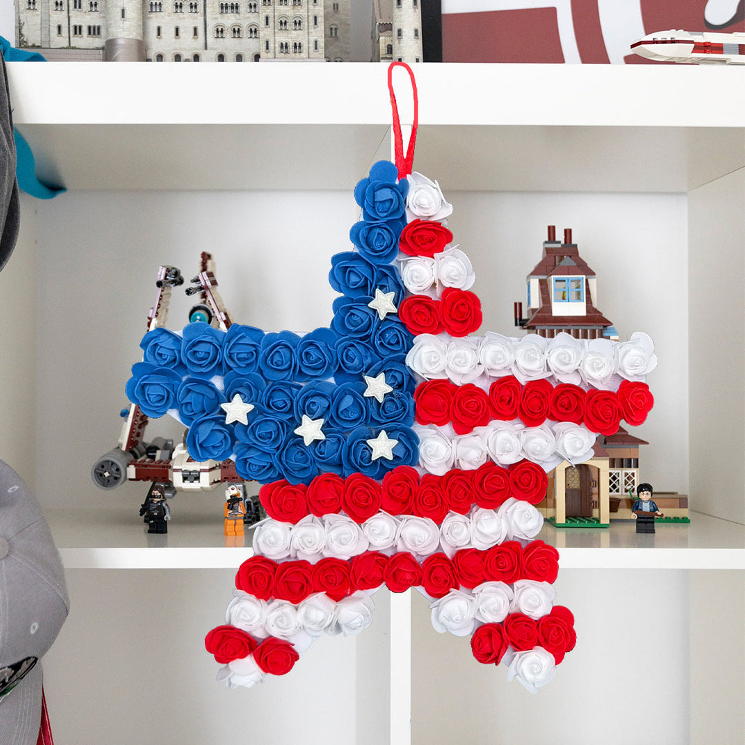 Unisex handmade foam rose star for door and wall decoration with hanging loop Kalsten