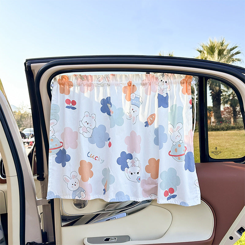 Unisex nan sun protection car curtain with elastic fastening strap and opaque cotton blend Kalsten