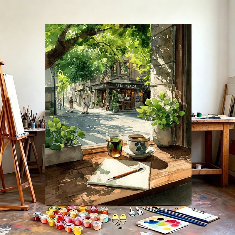 Urban Café Scene Canvas Art Print Kalsten