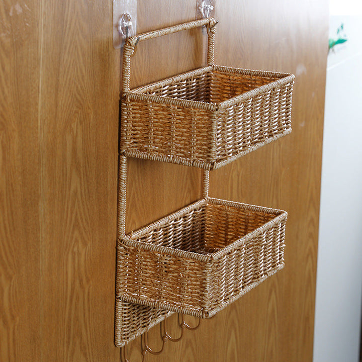 Unisex Wall-mounted Storage Basket with Double Shelf Kalsten