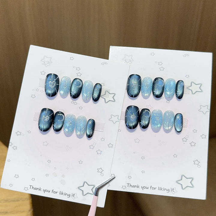 Glamorous artificial nail tips with star and glitter effects Kalsten