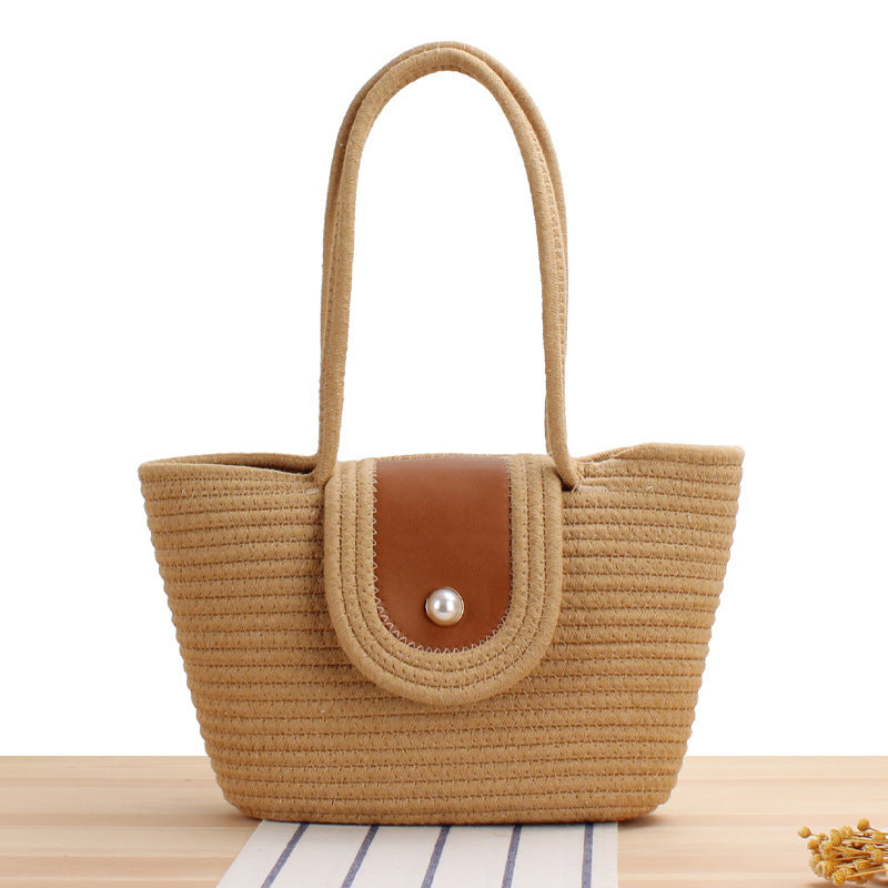 Elegant basket bag with leather flap closure Kalsten