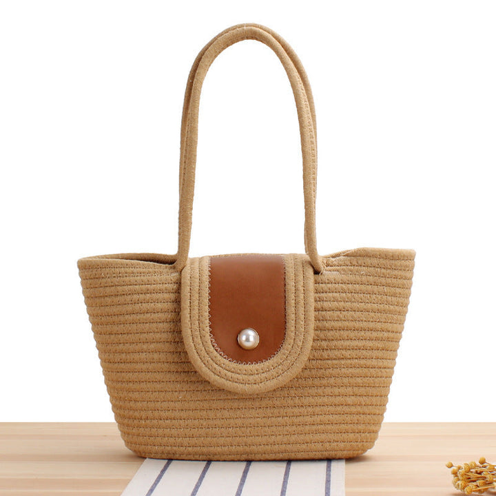 Elegant basket bag with leather flap closure Kalsten