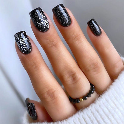 Decorative Press-On Nail Art Set with Elegant Floral and Shimmer Design Acalora