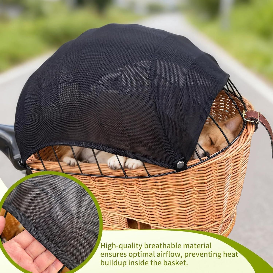 woven wicker pet carrier basket with retractable mesh canopy Kalsten
