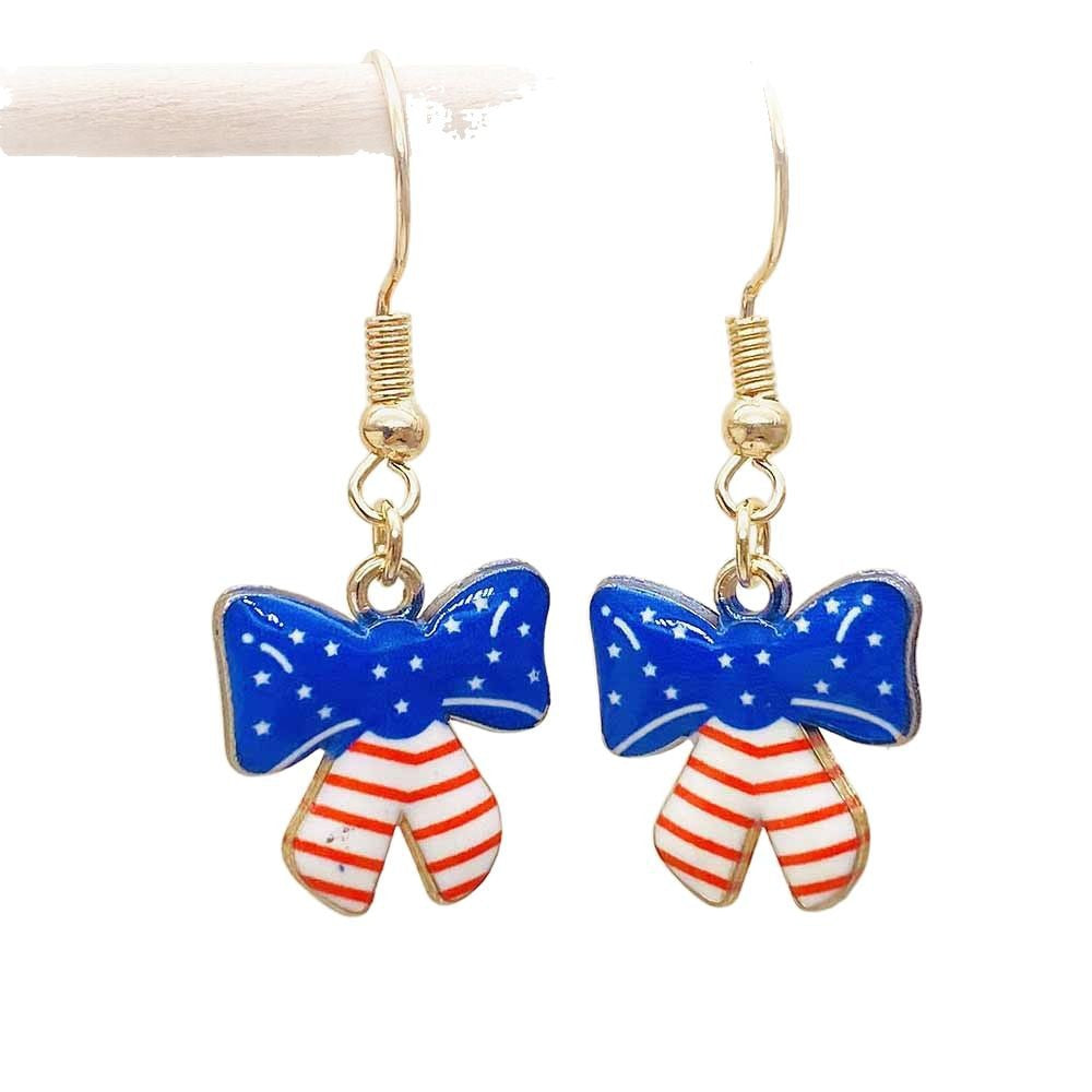 Women's Independence Day patriotic enamel flag dangle earrings with hypoallergenic fishhook wires Kalsten