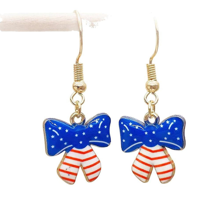 Women's Independence Day patriotic enamel flag dangle earrings with hypoallergenic fishhook wires Kalsten