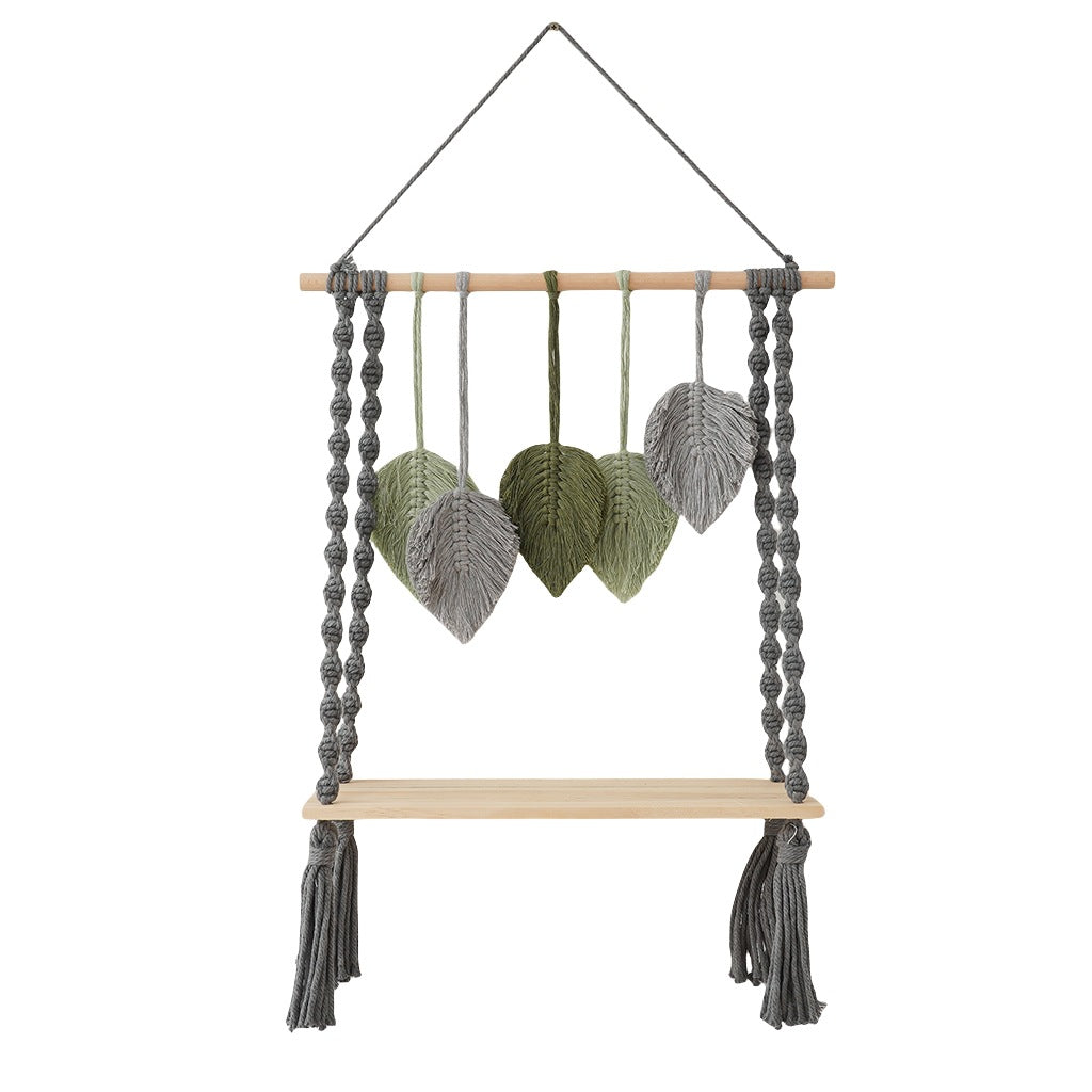 Macrame Leaf Wall Hanging Shelf Acalora