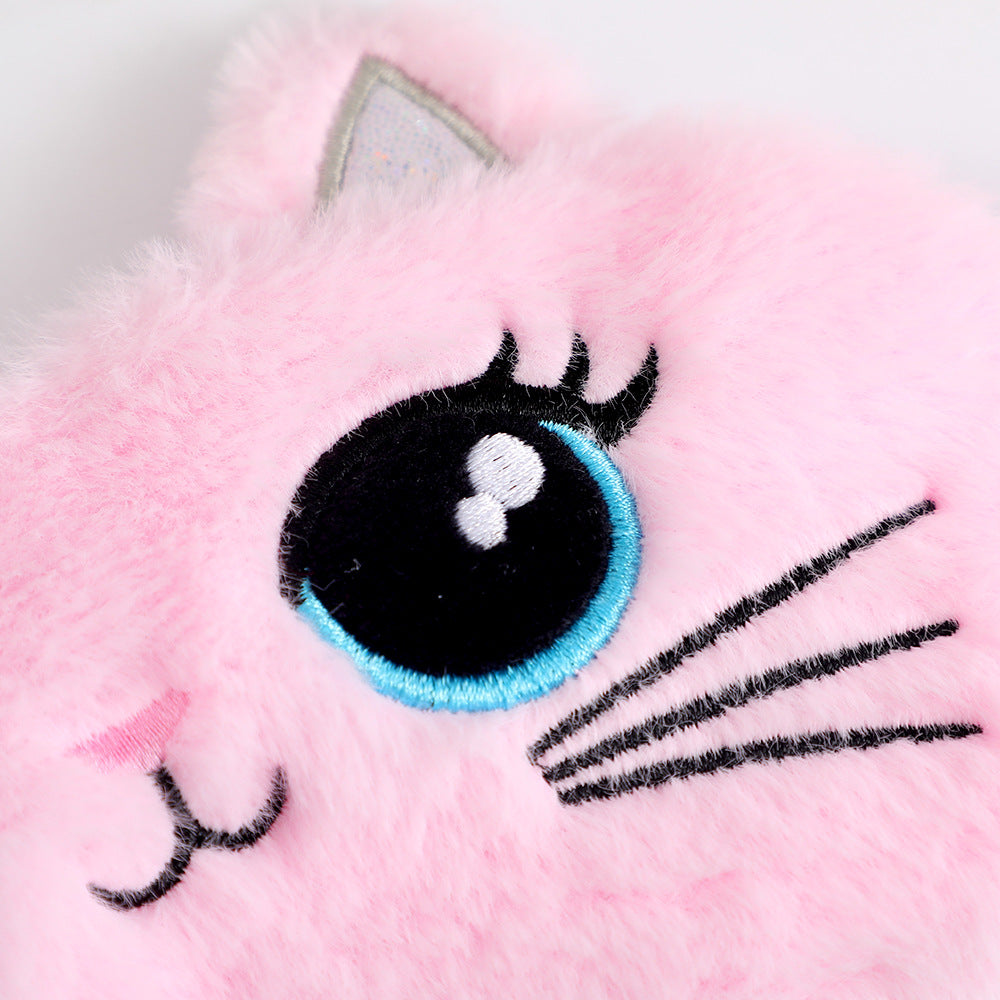 Women's cozy sleep mask in cat shape with embroidered face, soft plush ears, and adjustable satin ribbon Kalsten