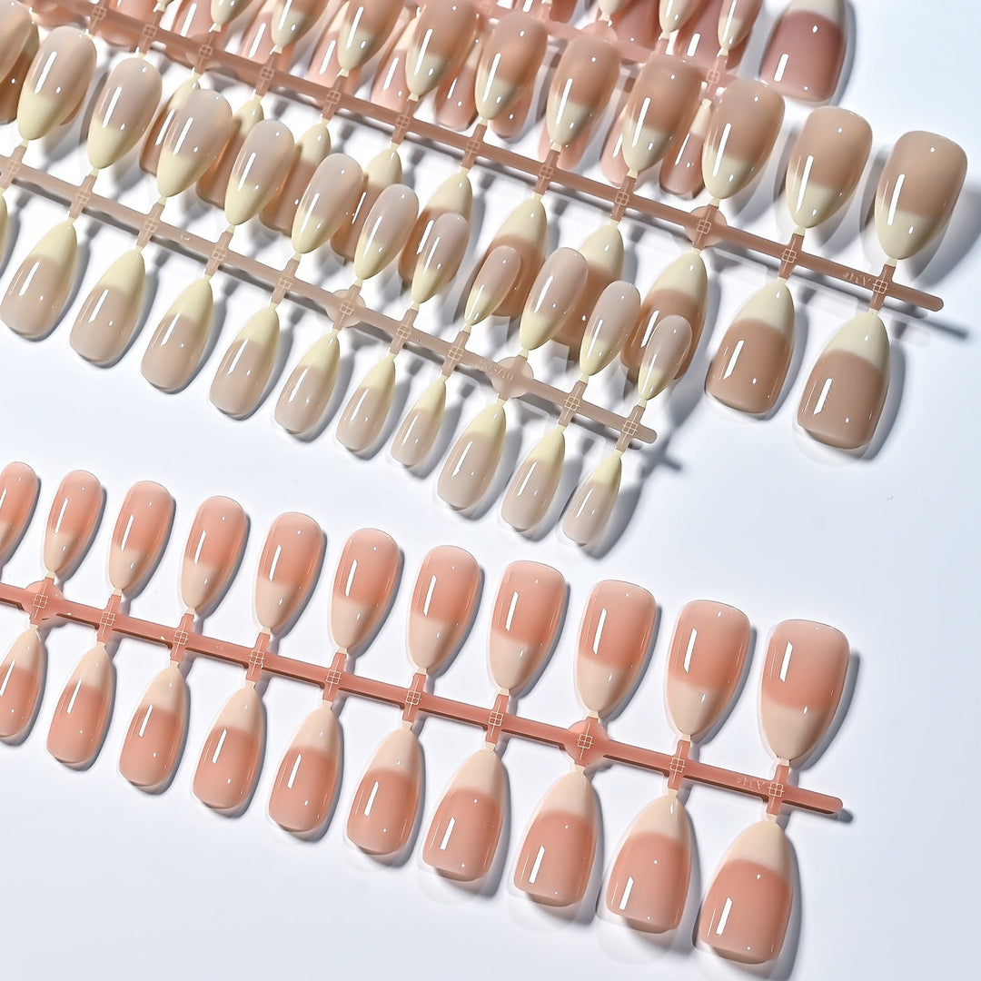 Removable Press-On Nail Set with French Tip Design Kalsten