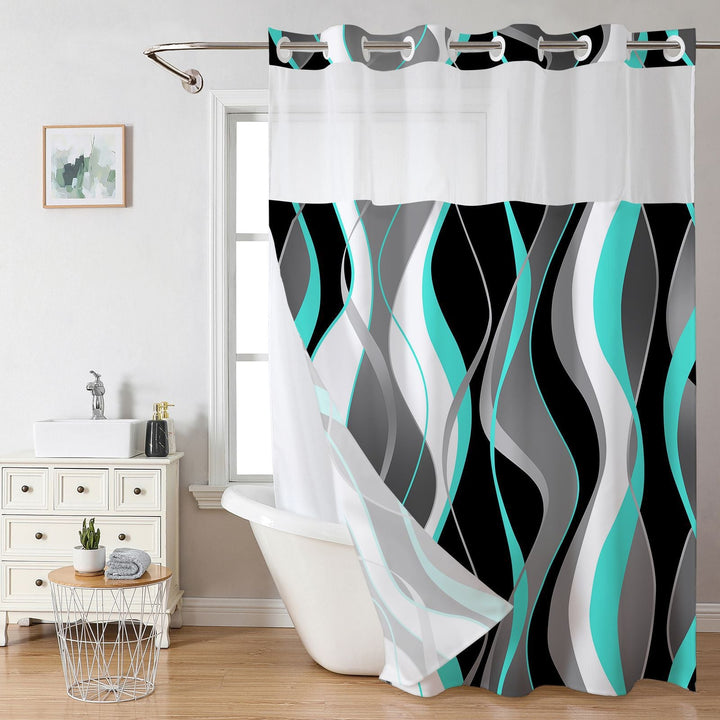 Modern Abstract Wave Pattern Shower Curtain Kalsten