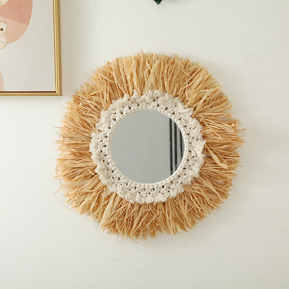 Decorative Macrame Sunburst Wall Mirror Acalora