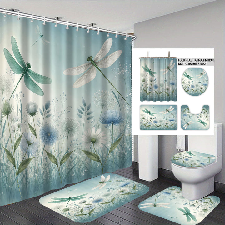 Artistic Dragonfly-Themed Four-Piece Digital Bathroom Set Kalsten