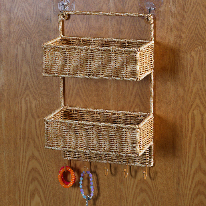 Unisex Wall-mounted Storage Basket with Double Shelf Kalsten