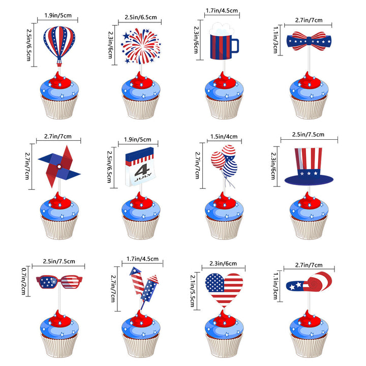 Unisex nan festive party decoration set for Independence celebration with garlands balloons cake and cupcake toppers Kalsten
