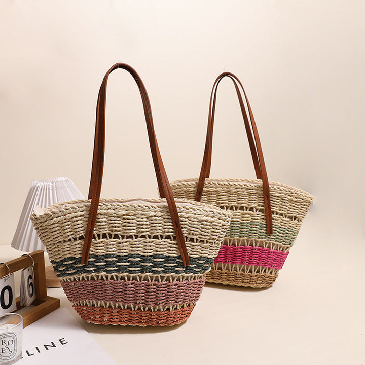Stylish basket bag with sturdy leather handles Kalsten