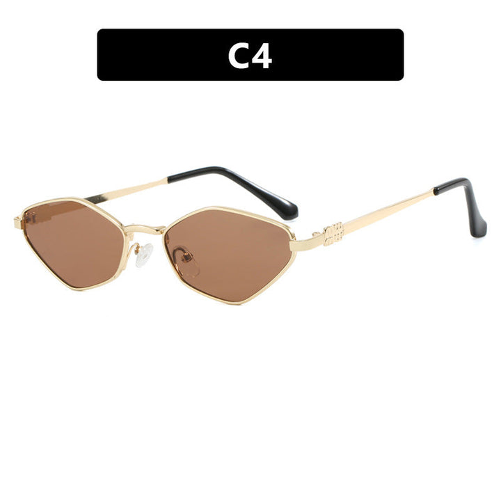 Women's geometric sunglasses with glossy metal frame and polarized lenses Kalsten