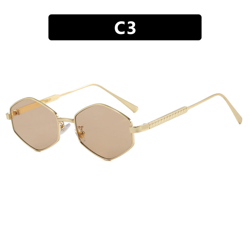 Women's hexagonal sunglasses with elegant metal accents and UV protection Kalsten