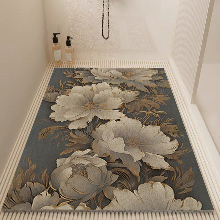 Elegant Floral Patterned Bath Mat Kalsten