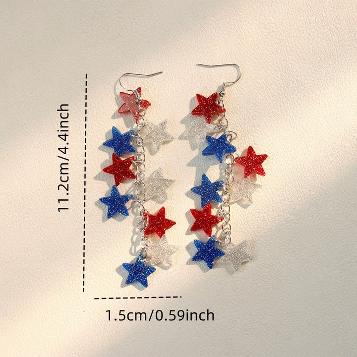 Ladies nan long glitter earrings with multi-layered star cascade Kalsten