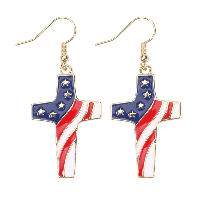 Women's filigree earrings in flag design with crystal stripes and enamel trim Kalsten