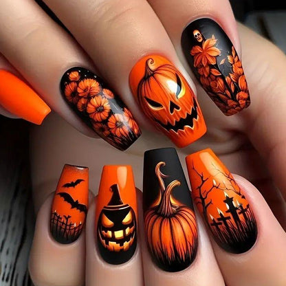 Halloween Nail Art Set with Creative Designs and Sparkling Details Acalora