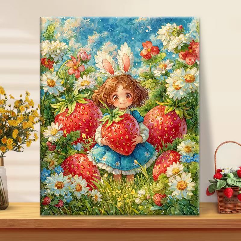 Whimsical Strawberry Garden Canvas Art Kalsten