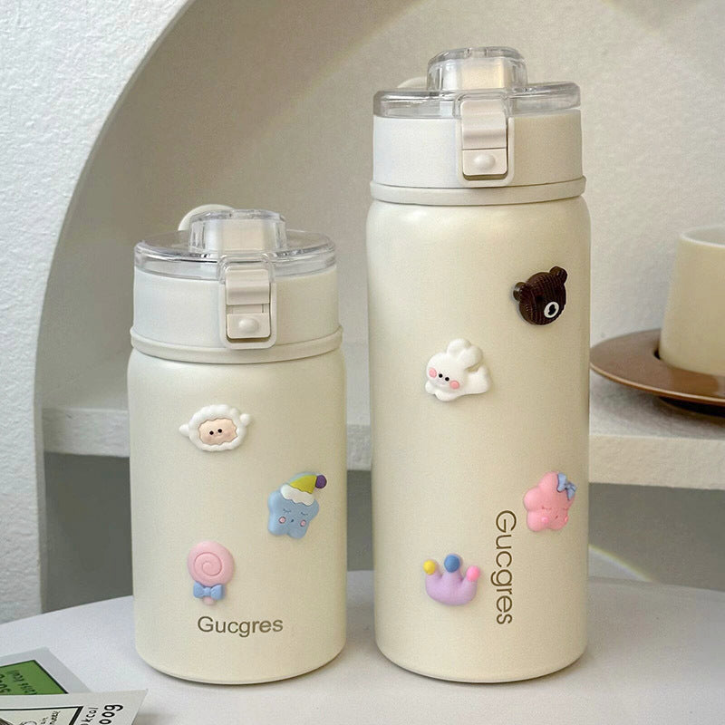 Women's Insulated Drinking Bottle with Secure Flip Closure and Playful Design Kalsten
