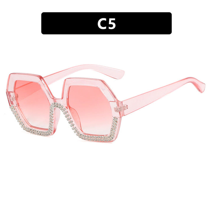 Women's extravagant sunglasses with hexagonal frame and rhinestone accents Kalsten