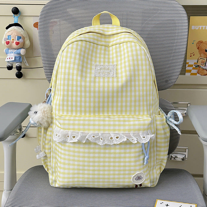 Charming Gingham Pattern School Backpack
