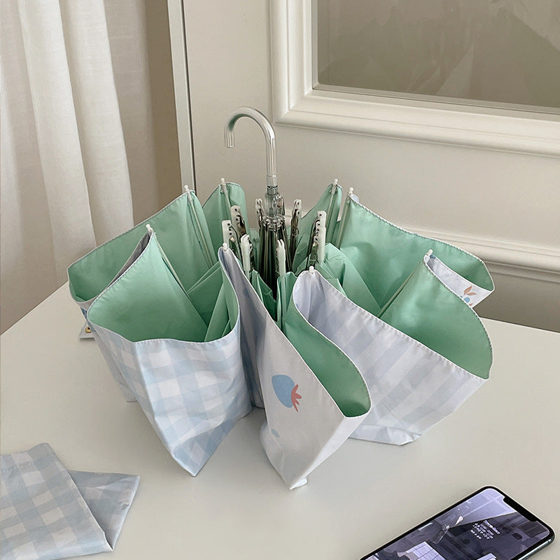 Women's elegant compact umbrella with Gingham pattern Kalsten