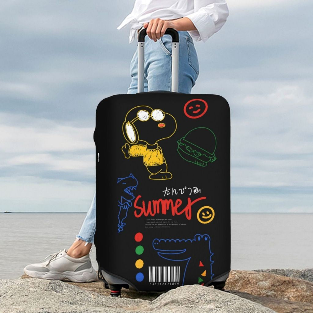 Unisex nano elastic suitcase cover with durable stretch material, zip opening and contrasting comic print Kalsten