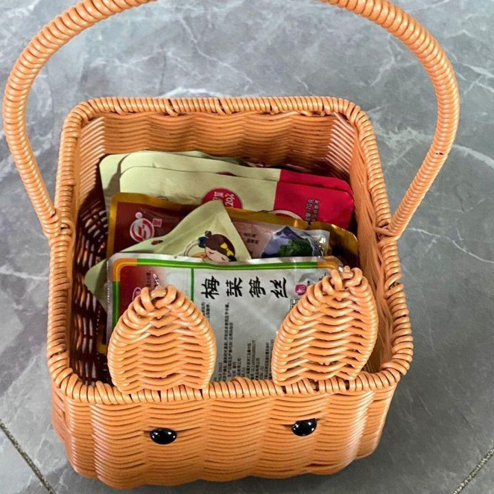 Whimsical Rabbit-Shaped Woven Basket Kalsten