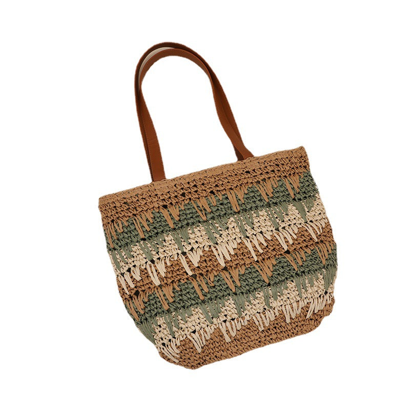 Braided tote bag with unique pattern mix Kalsten