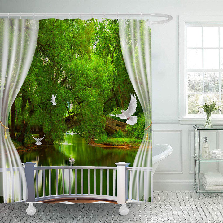 Scenic Garden Print Shower Curtain Kalsten