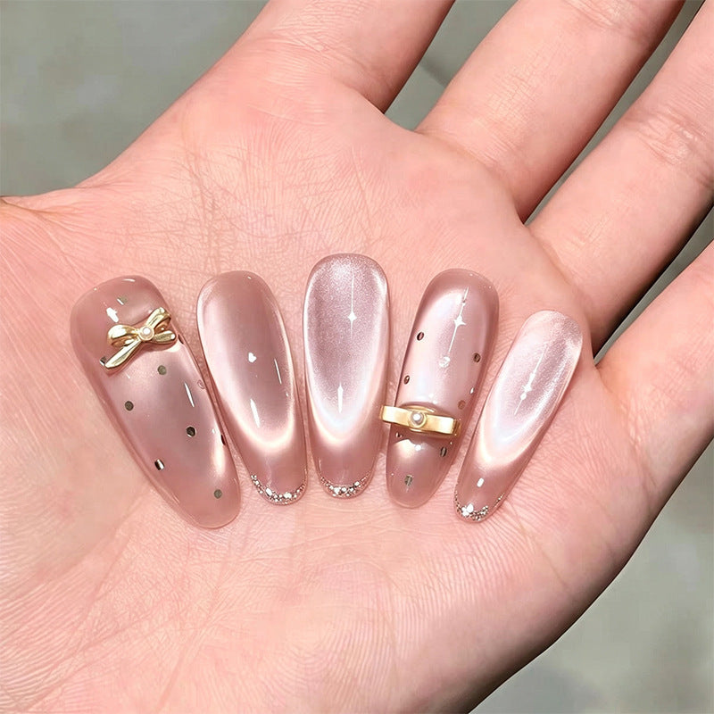 Artificial nail set with sparkling glitter accents Acalora