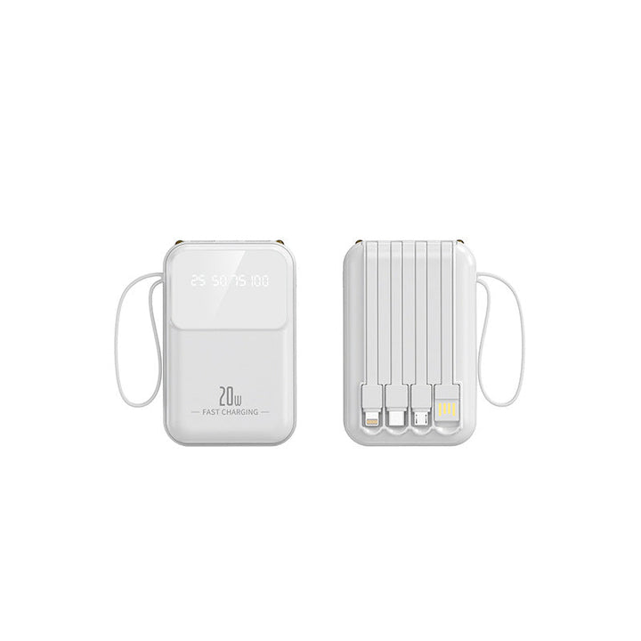 Portable power bank with integrated charging cables and smart charging status display Kalsten